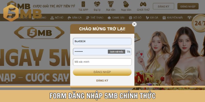 Form đăng nhập 5MB chính thức