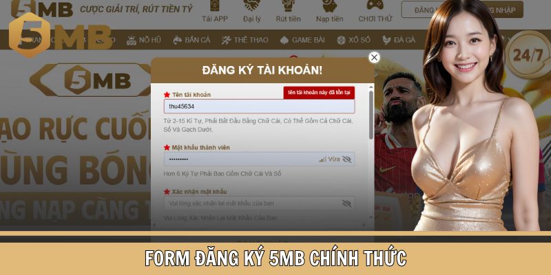 Form điền thông tin đăng ký tài khoản hội viên nhà cái